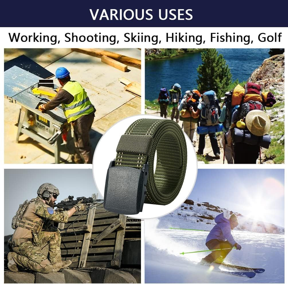 Mens Belts Web - Belt for Men with Plastic Buckle Breathable for Sport Casual- Adjustable Trim to Fit 28-45" Waist