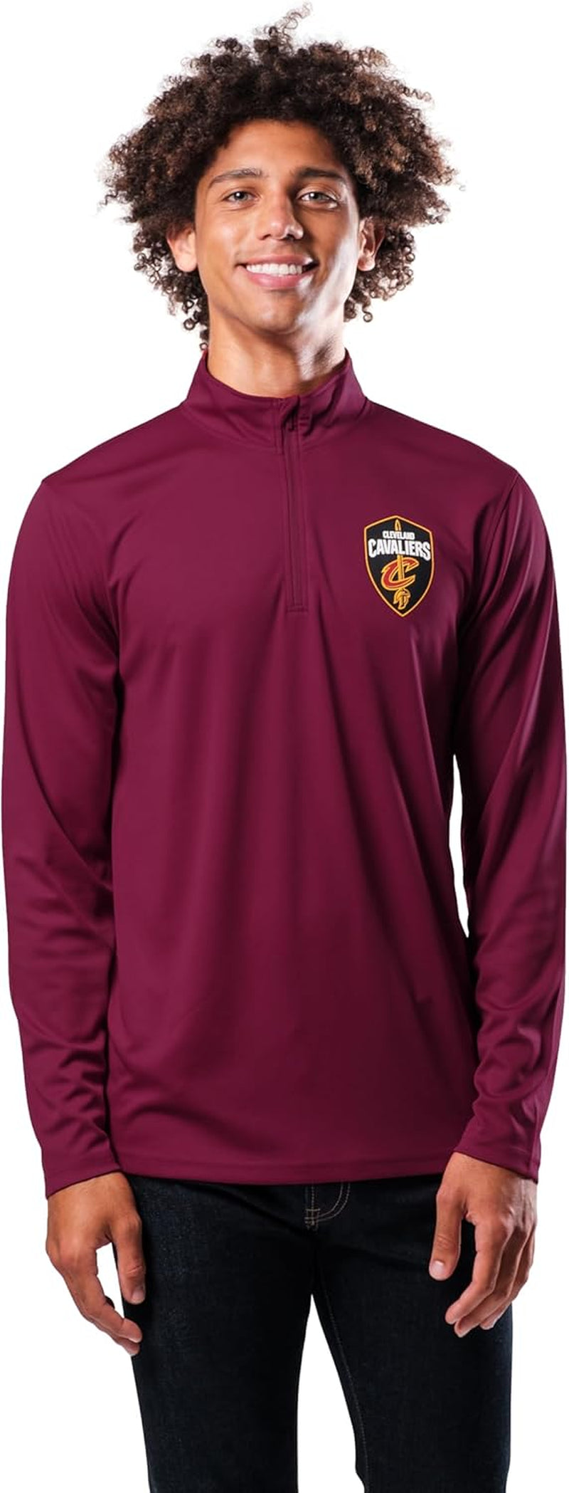 NBA Official Men’S Quarter Zip Long Sleeve Pullover T-Shirt - Unisex, Cleveland Cavaliers, Team Color, Xx-Large