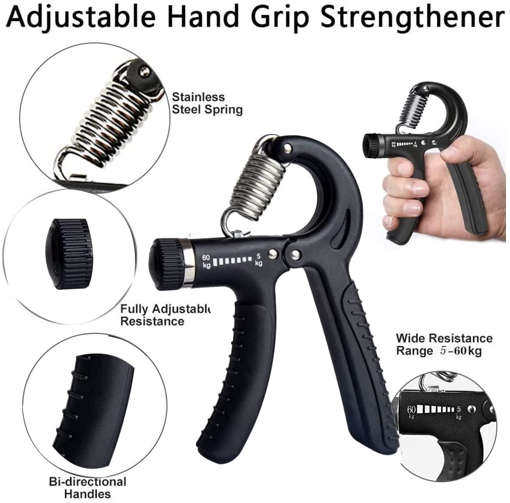 Hand Grip Strengthener,Grip Strength Trainer,22-132 Lbs Adjustable Resistance Forearm Exerciser Workout for Rehabilitation Athletes Climbers Musicians