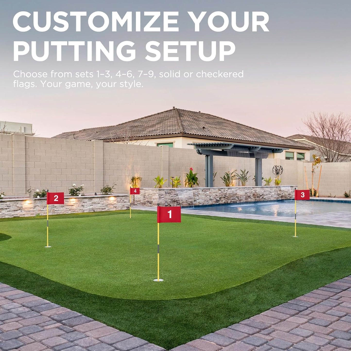 Golf Flagstick Mini, Putting Green Flag for Yard, All 3 Feet, Double-Sided Numbered Golf Flags, Golf Pin Flag Hole Cup Set, Portable 2-Section Design, Gifts Idea