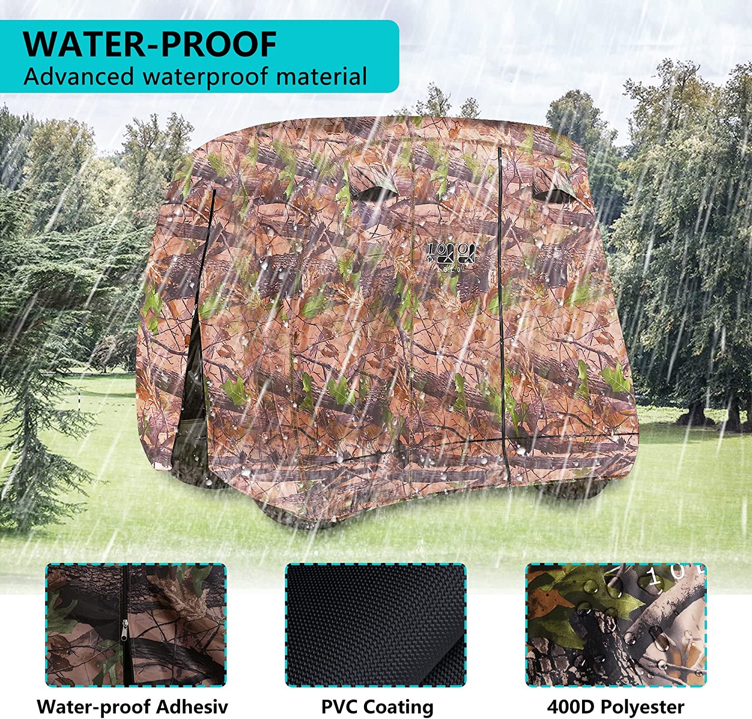 Golf Cart Cover 2/4/4+2 Passenger for Yamaha EZGO Club Car, Heavy Duty 420D Waterproof Windproof Durable Polyester Golf Cart Cover with 3 Zipper Doors for All-Weather Protection (Black/Silver)