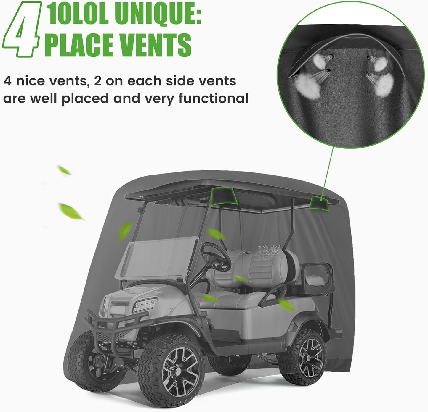 Waterproof Golf Cart Cover, Universal Fit for Yamaha, EZGO, Club Car & Honda, All-Weather 2/4/4+2 Passenger Protection with Three Zipper Doors