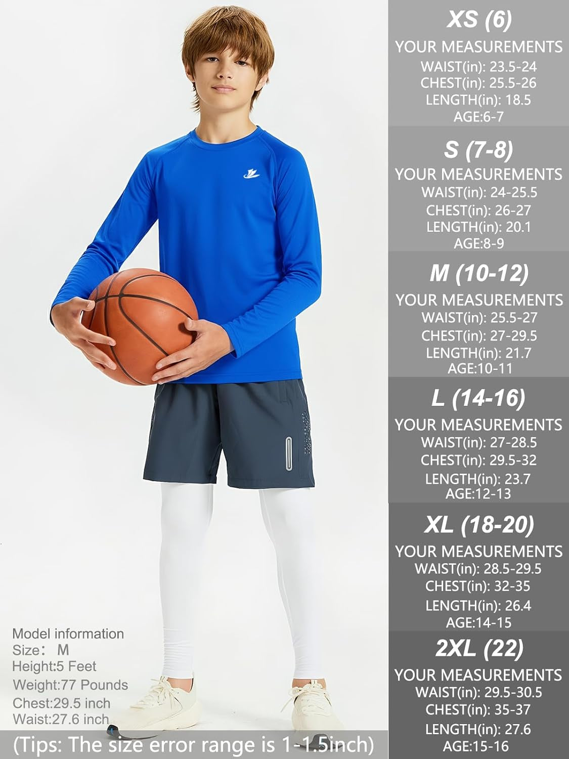 Youth Boys Compression Thermal Shirts Long Sleeve Undershirt Fleece Baselayer Mock Top