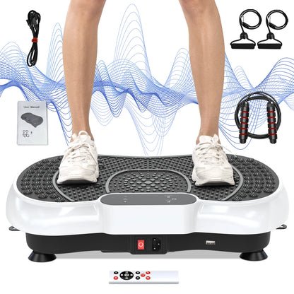 Vibration Plate Exercise Machine Whole Body Workout Vibration Fitness Platform with Accessories, White