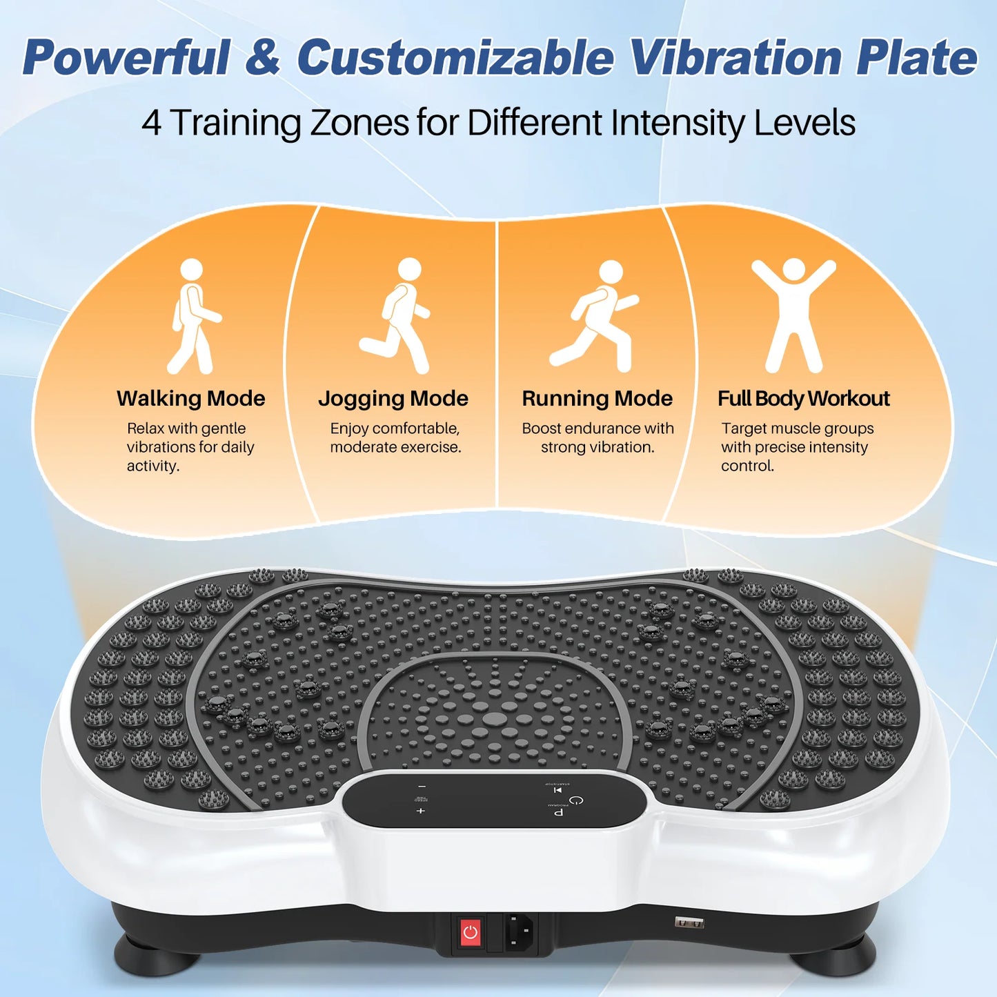Vibration Plate Exercise Machine Whole Body Workout Vibration Fitness Platform with Accessories, White
