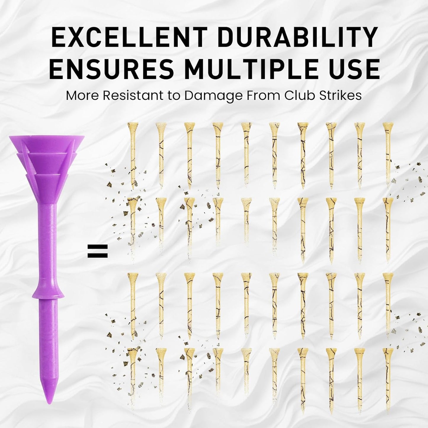 Golf Tees Plastic 3 1/4 Inch Upgrade Unbreakable Bulk 30 Pack Reduce Friction Side Spin Durable Stable 83 Mm Long Tee for Golfer Practice