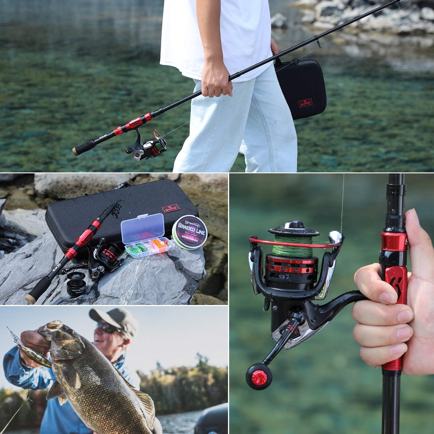 Telescopic Fishing Pole with Spinning Reel Portable Fishing Rod Reel Combos