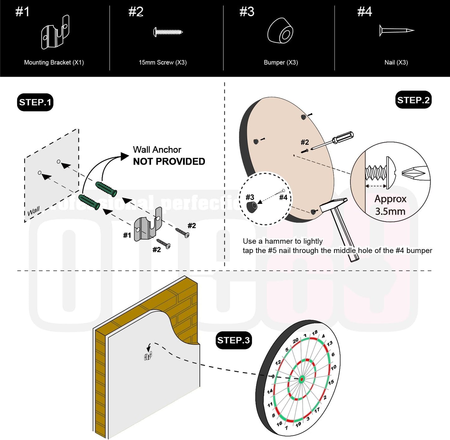 Dartboard Mounting Bracket Wall Bracket for Hanging Dartboard Stainless Steel Dart Holder Dart Display Stand Wall Bracket and Screws Hardware Kit Replacement for Mounting Dartboard