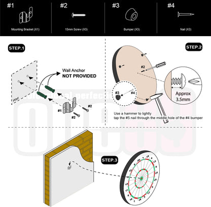 Dartboard Mounting Bracket Wall Bracket for Hanging Dartboard Stainless Steel Dart Holder Dart Display Stand Wall Bracket and Screws Hardware Kit Replacement for Mounting Dartboard