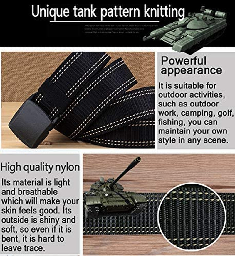 Mens Belts Web - Belt for Men with Plastic Buckle Breathable for Sport Casual- Adjustable Trim to Fit 28-45" Waist