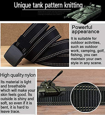 Mens Belts Web - Belt for Men with Plastic Buckle Breathable for Sport Casual- Adjustable Trim to Fit 28-45" Waist