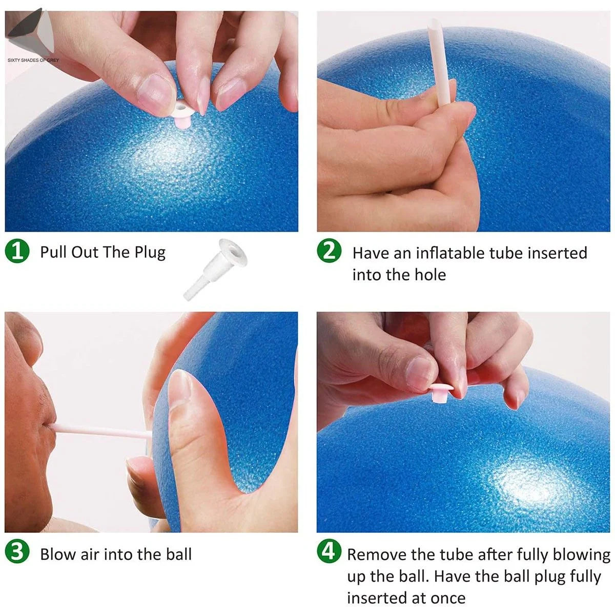 9.84 Inch Pilates Exercise Ball, anti Burst Mini Bender Ball with Inflatable Straw for for Stability, Barre, Pilates, Yoga, Core Training and Physical Therapy (Blue)