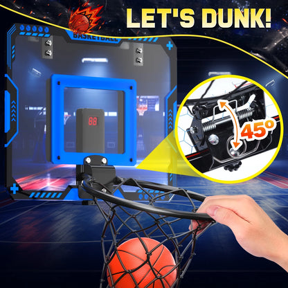 Indoor Basketball Hoop for Kids, Mini Basketball Hoop with Electronic Scoreboard, Sounds, over the Door Basketball Game Toys Gifts 3 Balls for Kids & Adults