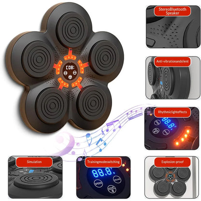Music Boxing Machine Wall Mounted Smart Bluetooth Music Boxing Trainer, Black