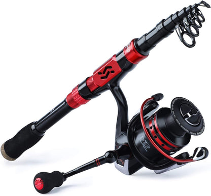 Telescopic Fishing Pole with Spinning Reel Portable Fishing Rod Reel Combos