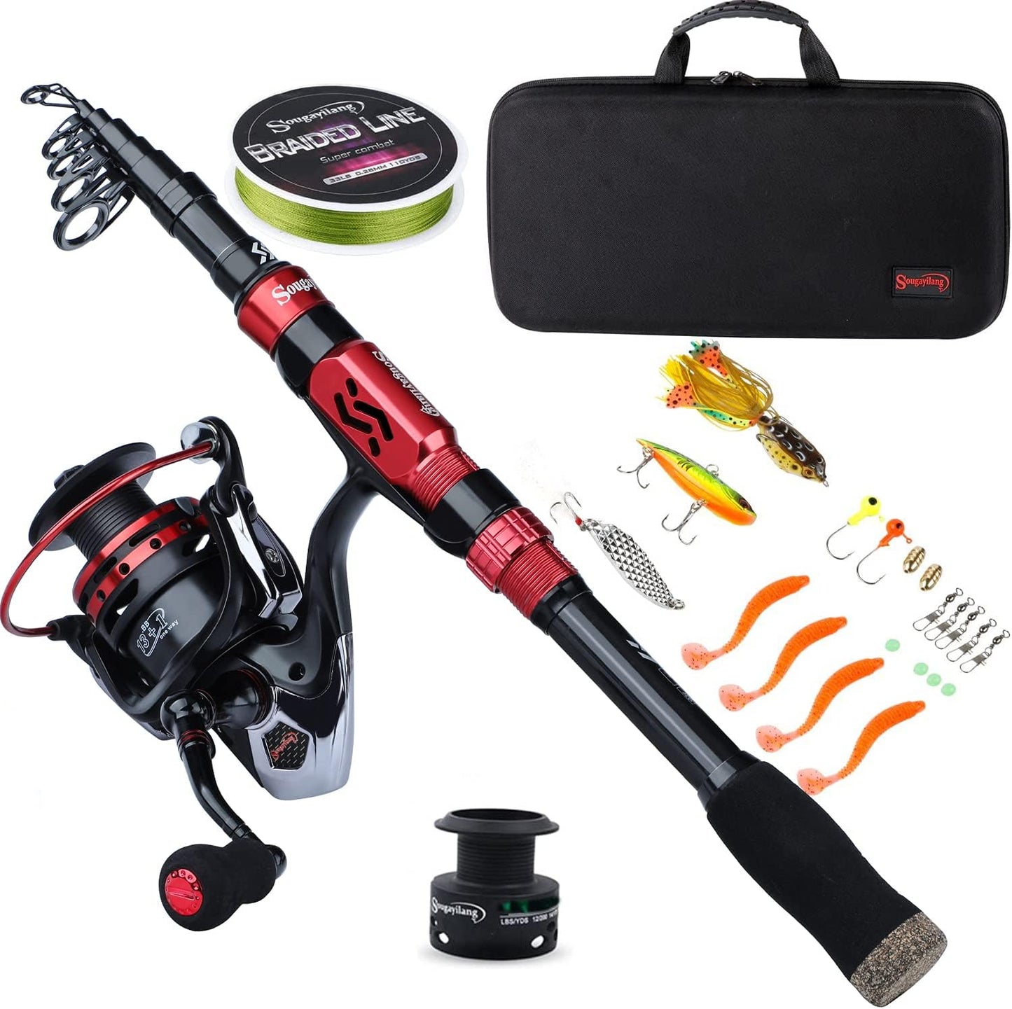 Telescopic Fishing Pole with Spinning Reel Portable Fishing Rod Reel Combos