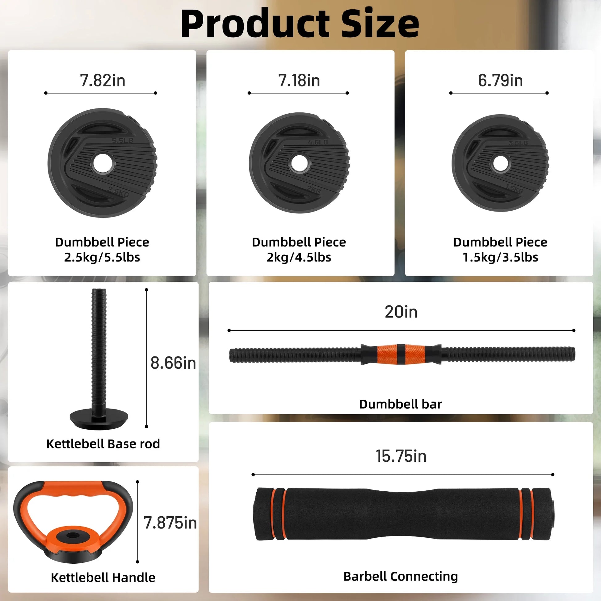 Adjustable Dumbbells, 55Lbs Free Weight Set with Connector, 4 In1 Dumbbells Set Used as Barbell, Kettlebells, Push up Stand, Fitness Exercises for Home Gym Suitable Men/Women