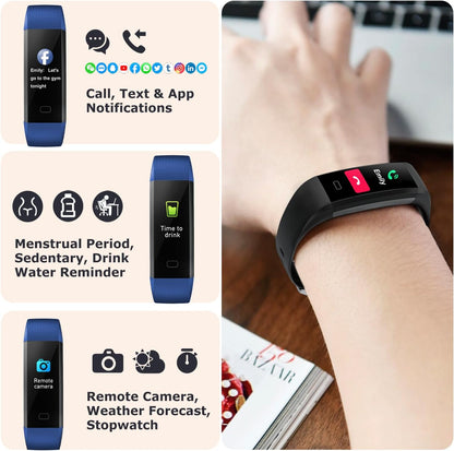 Fitness Tracker with Step/Distance/Calories Counter, Activity Tracker with Heart Rate Monitor, Slim Style Watch IP68 Waterproof, Sleep Monitor Tracker, Pedometer Watch for Women Men