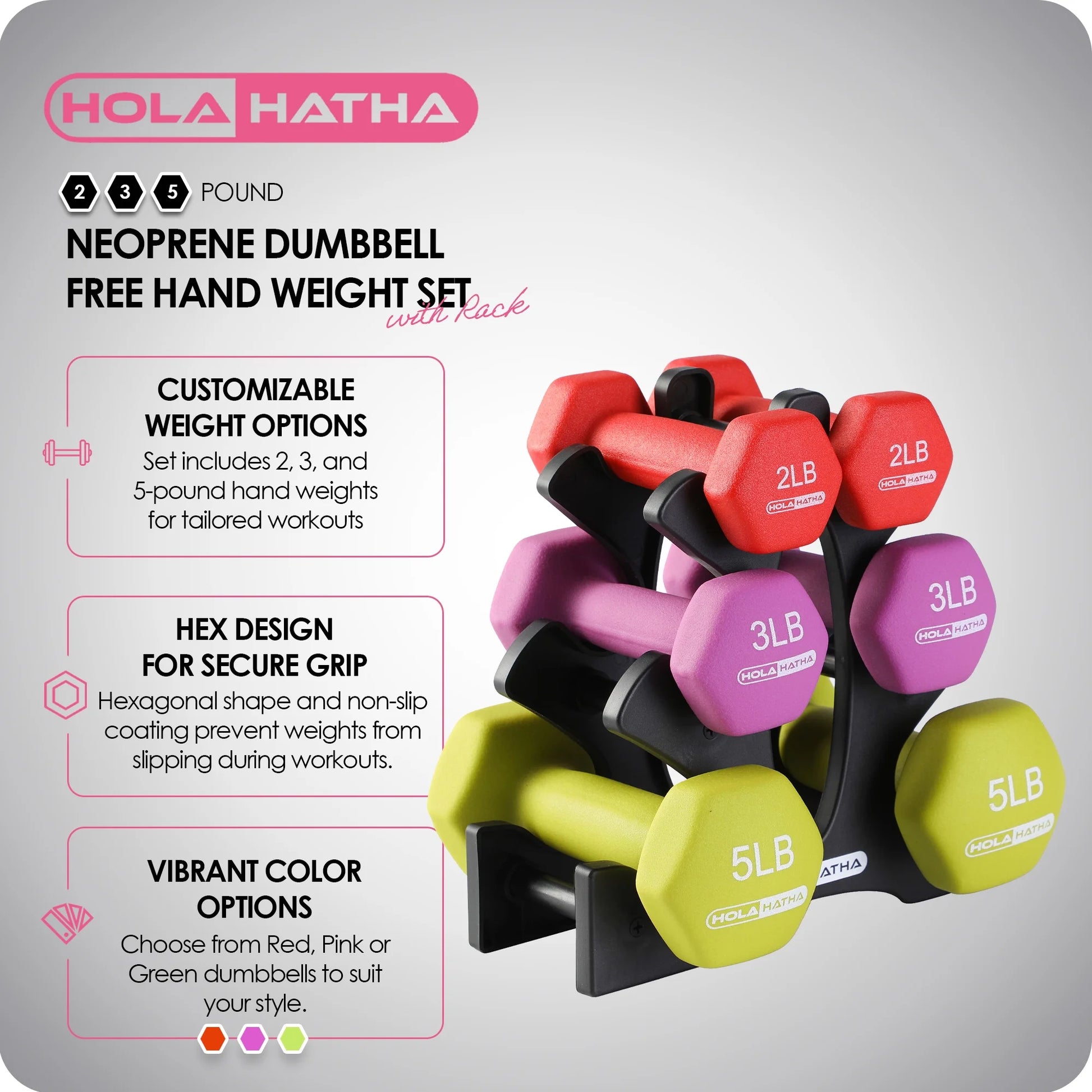 Neoprene Dumbbell Free Weight Set with Rack
