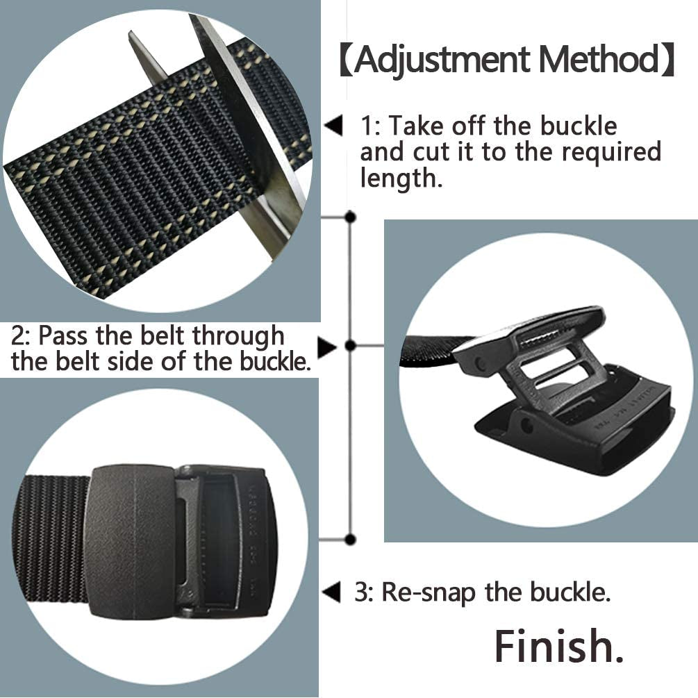 Mens Belts Web - Belt for Men with Plastic Buckle Breathable for Sport Casual- Adjustable Trim to Fit 28-45" Waist