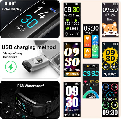 Fitness Tracker with Step/Distance/Calories Counter, Activity Tracker with Heart Rate Monitor, Slim Style Watch IP68 Waterproof, Sleep Monitor Tracker, Pedometer Watch for Women Men