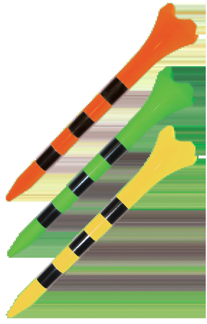Pride Performance Plastic Golf Tees, 3-1/4" Length, Striped Fruit Mix, 25 Count, Low-Resistance Head for Golf, Longer Drives, Durable Plastic