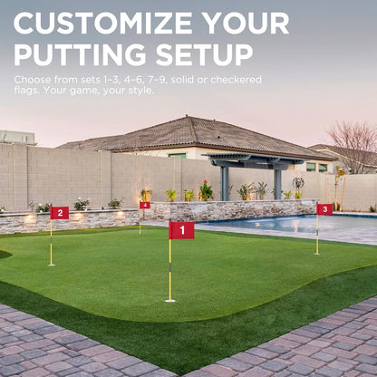 Golf Flagstick Mini, Putting Green Flag for Yard, All 3 Feet, Double-Sided Numbered Golf Flags, Golf Pin Flag Hole Cup Set, Portable 2-Section Design, Gifts Idea