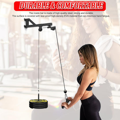 LAT Pull down Bar Cable Machine Attachment Fitness LAT Bar Accessories with Rubber Handle for Home Gym Fitness Muscle Building Strength Workout