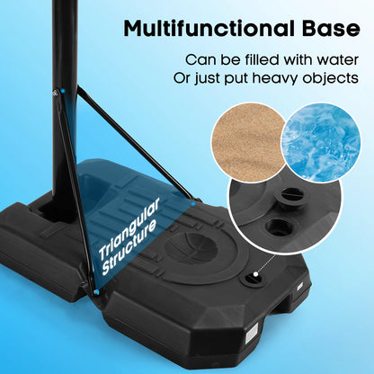 44In Basketball Hoop Adjustable Height 6.56Ft-10Ft Goal Durable Outdoor Portable Basketball System for All Age Ranges