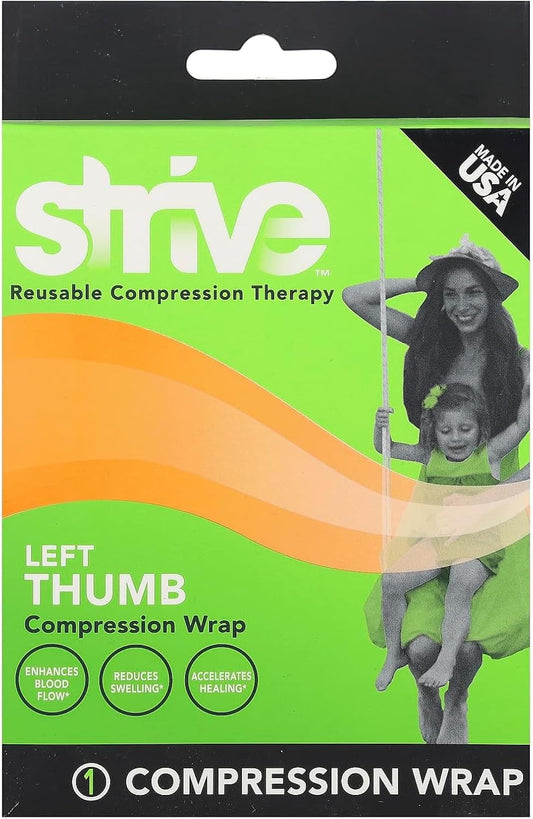 Left Thumb Compression Wrap, Joint Pain Relief and Muscle Recovery for Sports and More, for Men or Women, Reusable, Made in the USA