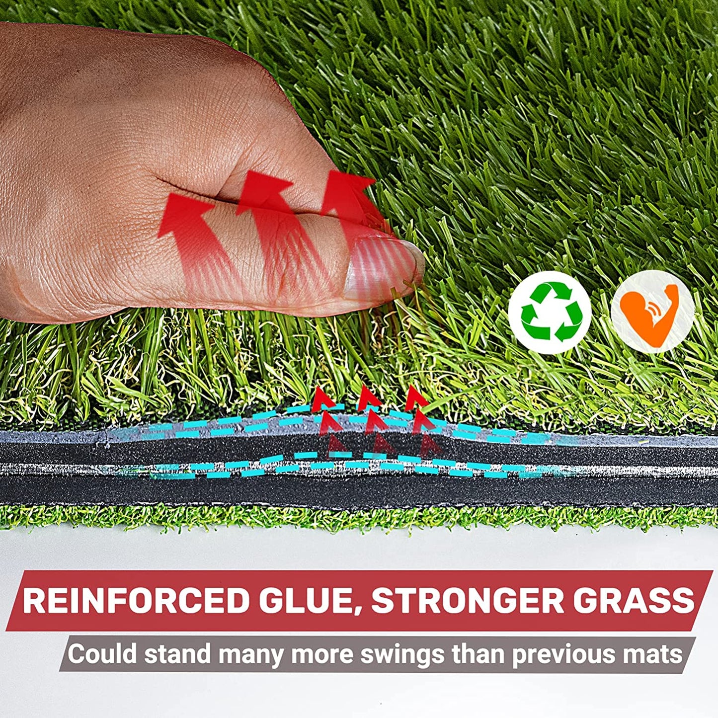 Foldable Heavy-Duty Golf Hitting Mat, Practice Mat with 10Mm EVA Rubber Backing, Larger Size for Indoor/Outdoor Swing and Chipping Practice, Anti-Deformation